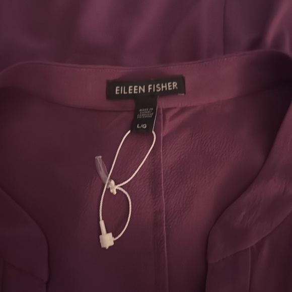 EILEEN FISHER Purple Shirt Dress Drawstring Size L Long l Sleeve Work Casual - Picture 8 of 11